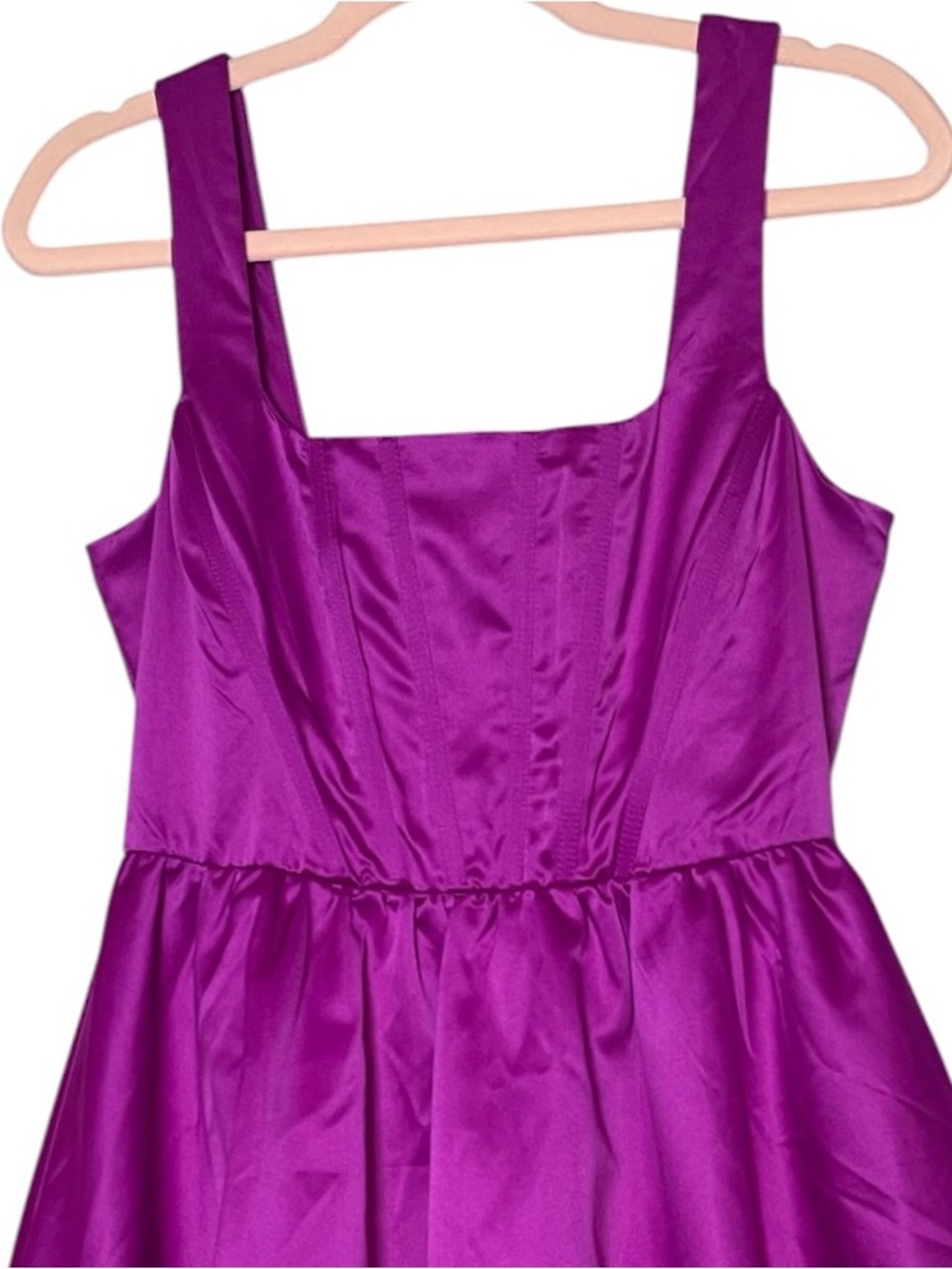 Thirty Thirty Fuchsia Satin Bubble Hem Mini medium Dress NWT Cocktail Party - Picture 7 of 7